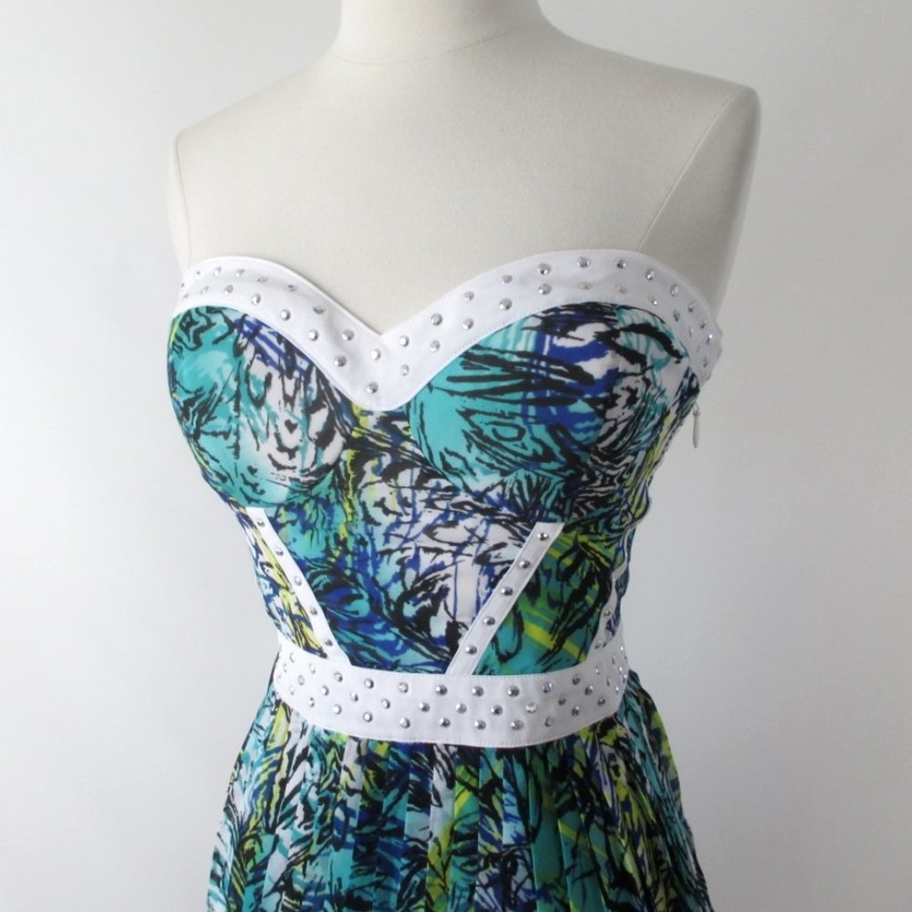 Bebe Studded Bustier Cut Out Party Dress M - Picture 3 of 8